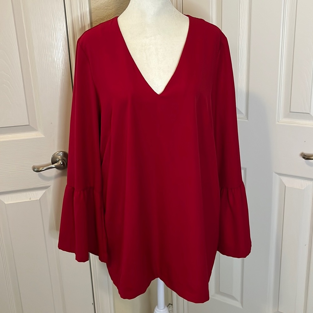 Halogen Red V-Neck Blouse